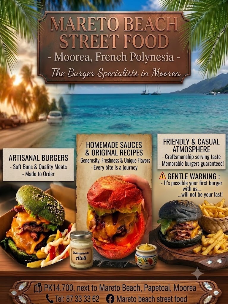 Mareto Beach Street Food – The burger specialists in Moorea